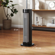 2000W Ceramic Electric Heater with Adjustable Heat Settings and Timer Function Black