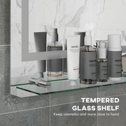 Large LED Bathroom Vanity Mirror with Shelf Smart Touch Anti Fog and 3 Light Settings White