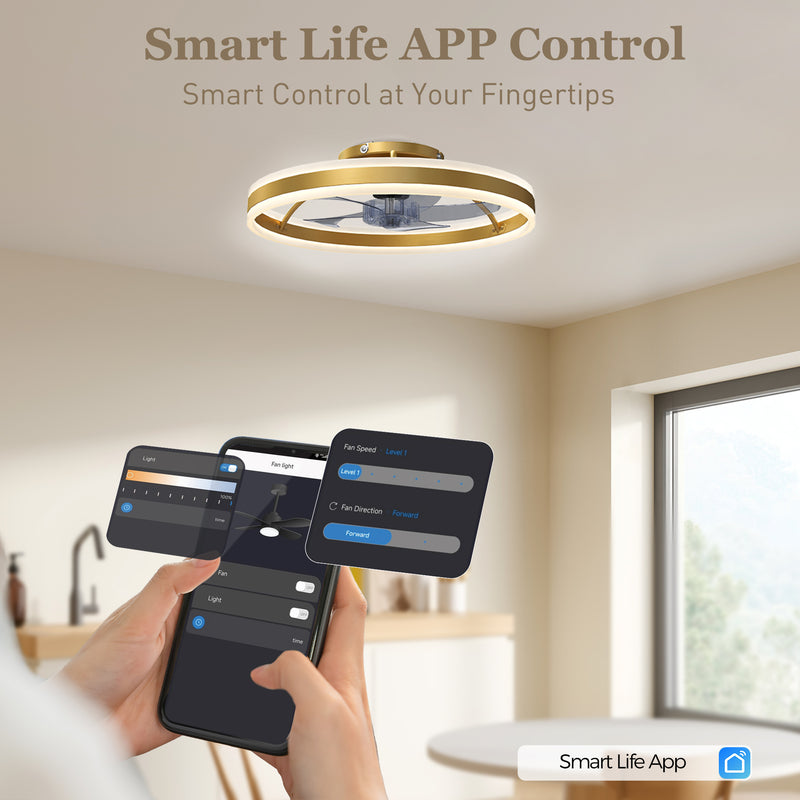 Ceiling Fan with Adjustable Light and Quiet Motor for Year Round Bedroom Comfort Gold Tone