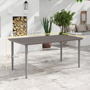 Garden Dining Table for 6 with Rust Resistant Metal Frame and WPC Top Dark Grey by Outsunny