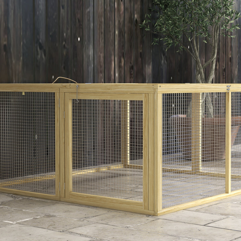 Large Wooden Rabbit Hutch for 2–3 Pets with Easy Access and Foldable Design Natural Wood