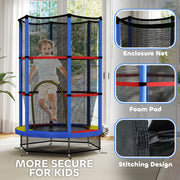 Kids Trampoline with Enclosure Net Steel Frame for Ages 3 to 6 Multicoloured by HOMCOM AOSOM