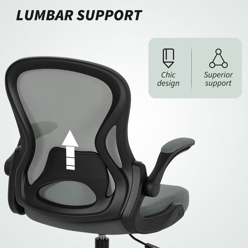 Ergonomic Mesh Draughtsman Chair with Lumbar Support and Foot Ring for Standing Desk Charcoal Grey