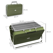 Green Portable Metal BBQ Grill With Carry Handle For Camping And Outdoor Cooking