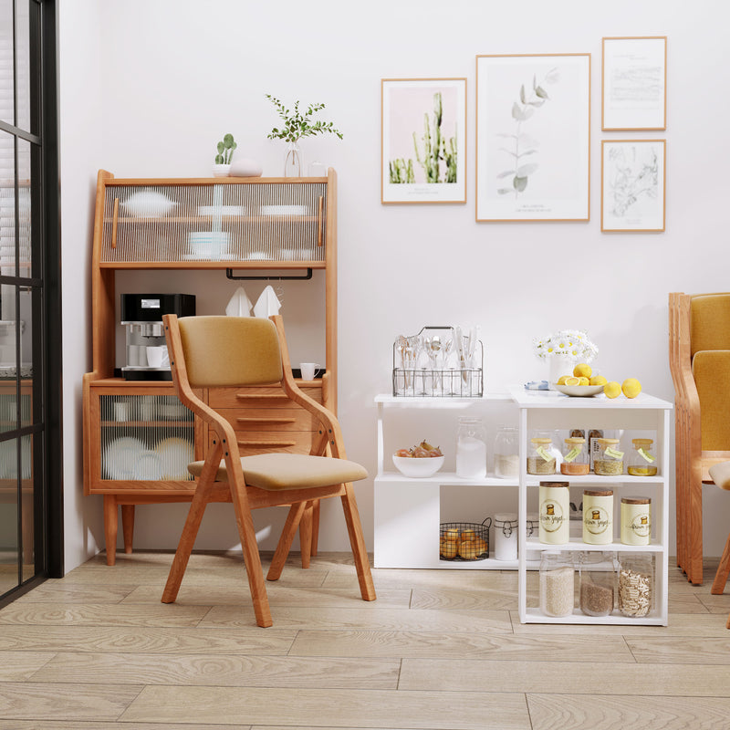 L Shaped Corner Desk with Rotating Shelves for Small Home Office Spaces White AOSOM