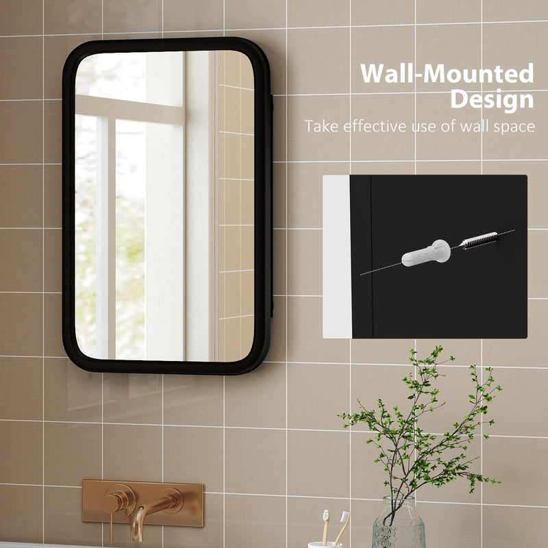 Bathroom Wall Cabinet with Mirror and Shelves for Organised Storage Black