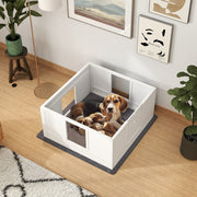 Whelping Box for Medium Dogs with Pad Adjustable Entrance and Non-slip Feet 100 x 96cm by PawHut