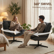Swivel Accent Chair and Footstool Set for Relaxing in Living Room or Bedroom Dark Grey AOSOM