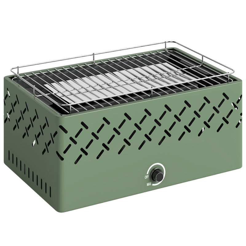 Portable Charcoal Barbecue with Adjustable Fan for Easy Outdoor Cooking Light Green