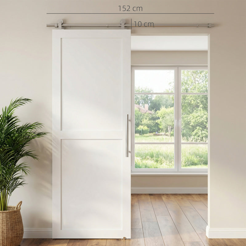 Sliding Door Hardware Kit for Quiet Wooden Doors Indoor or Outdoor Use Silver Tone AOSOM