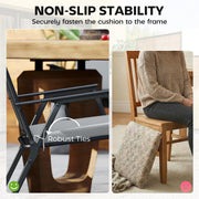 Outdoor Seat Cushions Set of 6 for Garden Chairs with Removable Covers Light Grey AOSOM
