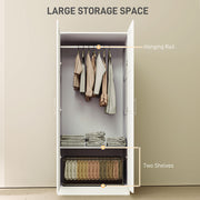 White Double Panelled Door Wardrobe With Shelves by HOMCOM