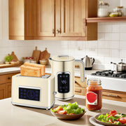 Touch Screen Kettle and Toaster Set for Modern Kitchen Style and Functionality Cream