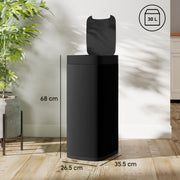 Black 50L Touchless Sensor Bin With Manual Override Ideal For Kitchen Or Bedroom Use