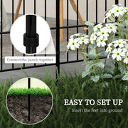 Set of 8 Metal Garden Fence Panels Decorative Picket Style for Outdoor Borders Black AOSOM