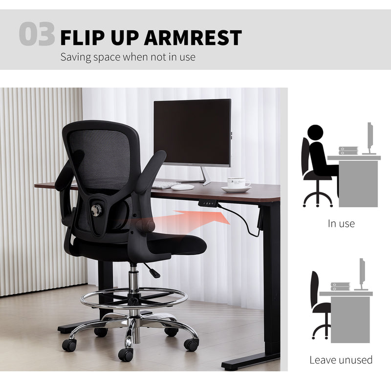 Ergonomic Draughtsman Chair With Adjustable Lumbar Support Ideal For Office Use Black