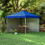 Blue 3 x 3m Pop Up Gazebo with Sidewalls Leg Weights and Wheeled Bag UPF 30+ by Outsunny