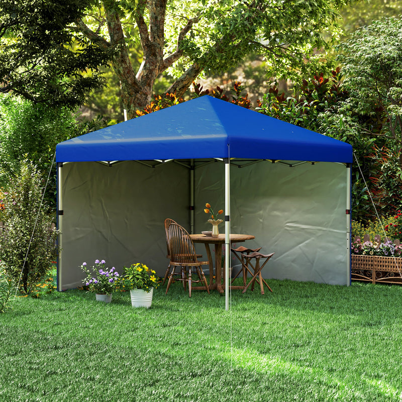 Blue 3 x 3m Pop Up Gazebo with Sidewalls Leg Weights and Wheeled Bag UPF 30+ by Outsunny