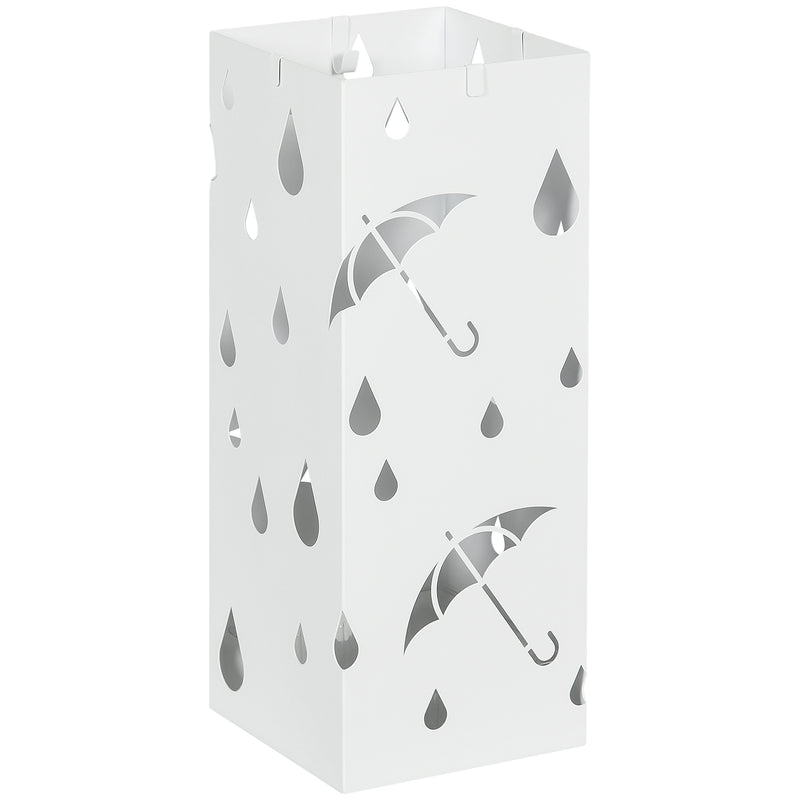 Steel Umbrella Stand for Hallway Storage Holds Up to 6 Umbrellas, White