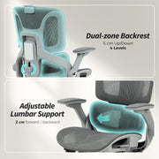 Ergonomic High Back Mesh Office Chair With Lumbar Support For Home Workspaces Grey AOSOM