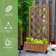 Wooden Raised Garden Planter With Trellis For Climbing Plants And Herbs Brown Outsunny