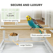 Bird Cage with Rolling Stand and Storage Shelf for Budgies and Parakeets by Outsunny