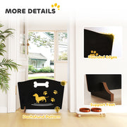 Wooden Dog Gate with Support Feet Easy Setup Pet Barrier for Stairs or Patio Black AOSOM