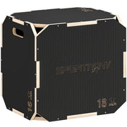 Wooden Plyo Jump Box with Non Slip Surface for Safe Home Workouts 40.5 x 51 x 47.5 cm Natural AOSOM