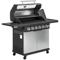 6 Burner Gas BBQ Grill With Side Burner for Easy Outdoor Cooking and Entertaining in the Garden Silver Tone Outsunny
