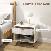 HOMCOM Bedside Tables Set of 2, Bedside Cabinets With Drawer and Open Compartment, Nightstands With Handle for Bedroom, Living Room, White AOSOM