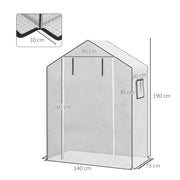 Walk In Greenhouse PE Cover Replacement With Roll Up Door And Windows For Garden Use White