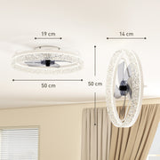 Ceiling Fan With Light and Remote for Quiet Cooling and Lighting Control White AOSOM