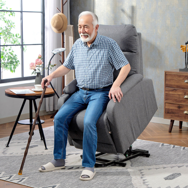 Electric Rise Recliner Armchair With Built In Reading Light For Relaxation, Grey