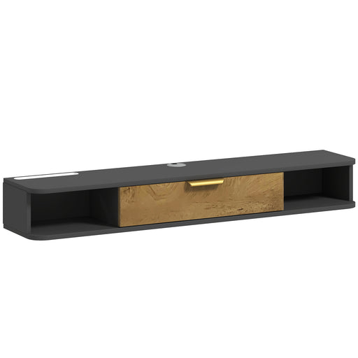 Charcoal Grey 120 cm Floating TV Stand with Hidden Storage Shelves by Outsunny