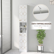 Tall White Freestanding Bathroom Storage Cabinet With Doors and Adjustable Shelves by HOMCOM