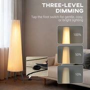 Floor Lamp with 3-Level Dimming for Relaxing or Reading in Living Room or Bedroom White Homcom