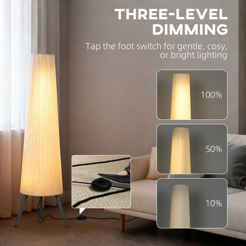 Floor Lamp with 3-Level Dimming for Relaxing or Reading in Living Room or Bedroom White Homcom