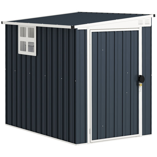 4 x 6ft Metal Garden Storage Shed with Lockable Door and Vents for Patio Use Dark Grey