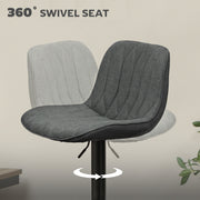 Set of 2 Charcoal Grey Swivel Bar Stools With Backrest For Kitchen Breakfast Bar