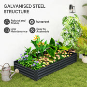 Raised Garden Bed 180 x 90cm Metal Planter Box Ideal for Vegetables and Herbs Grey AOSOM