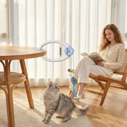 Automatic Doorway Cat Toy With Timer For Indoor Play And Scratch Prevention White Blue Pawhut