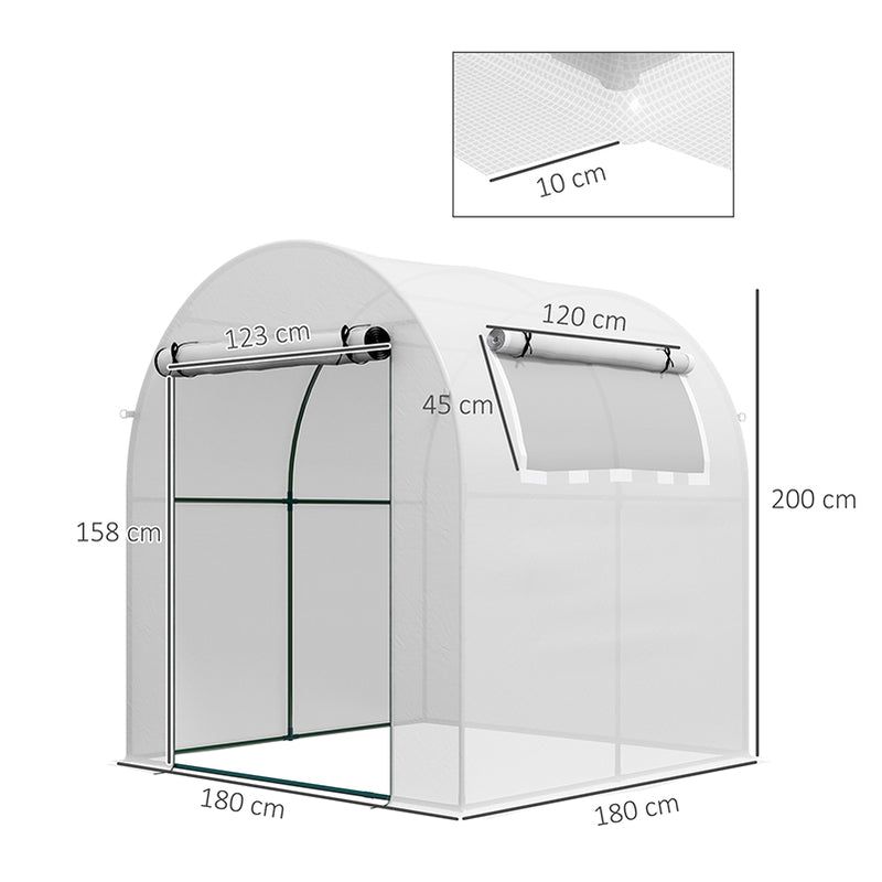 Walk In Polytunnel Greenhouse With Roll Up Door And Windows For Garden Growing White