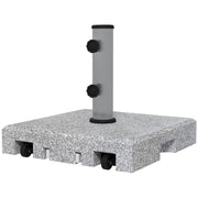 Grey 28kg Granite Parasol Base With Wheels And Handle For Heavy Duty Garden Use