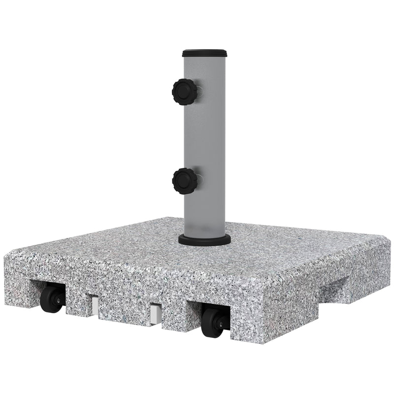 Grey 28kg Granite Parasol Base With Wheels And Handle For Heavy Duty Garden Use