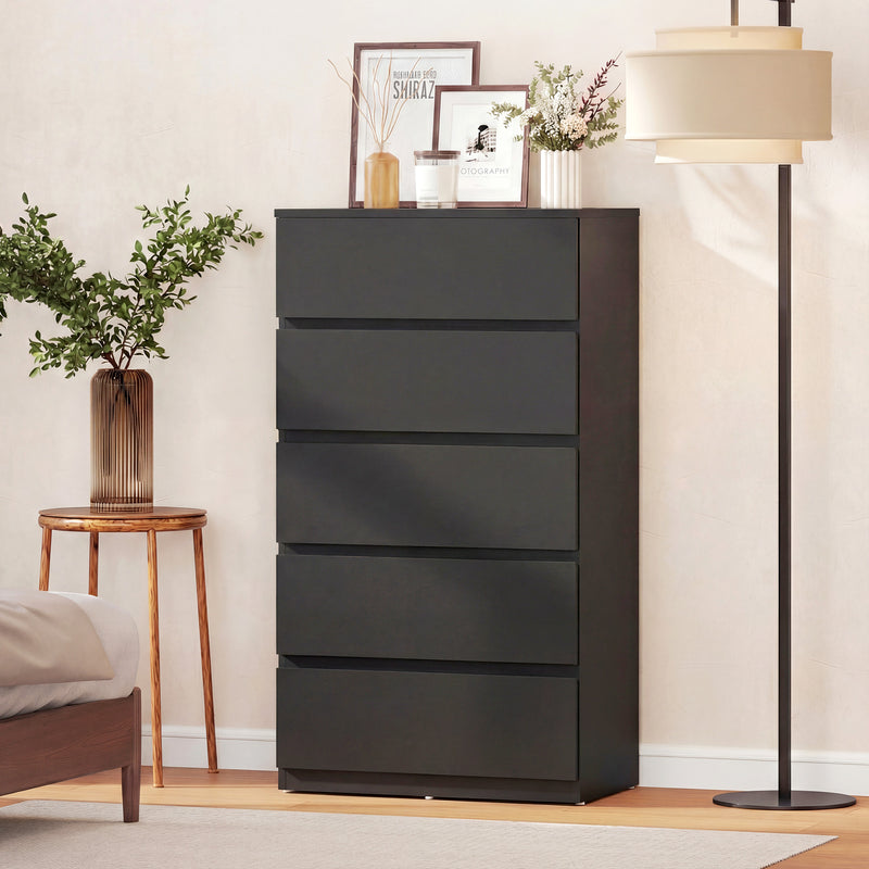 Chest of Drawers with 5 Spacious Storage Drawers for Bedroom Organisation Black AOSOM