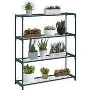 Black Four Tier Steel Plant Stand Indoor Outdoor Garden Storage Shelf by Outsunny
