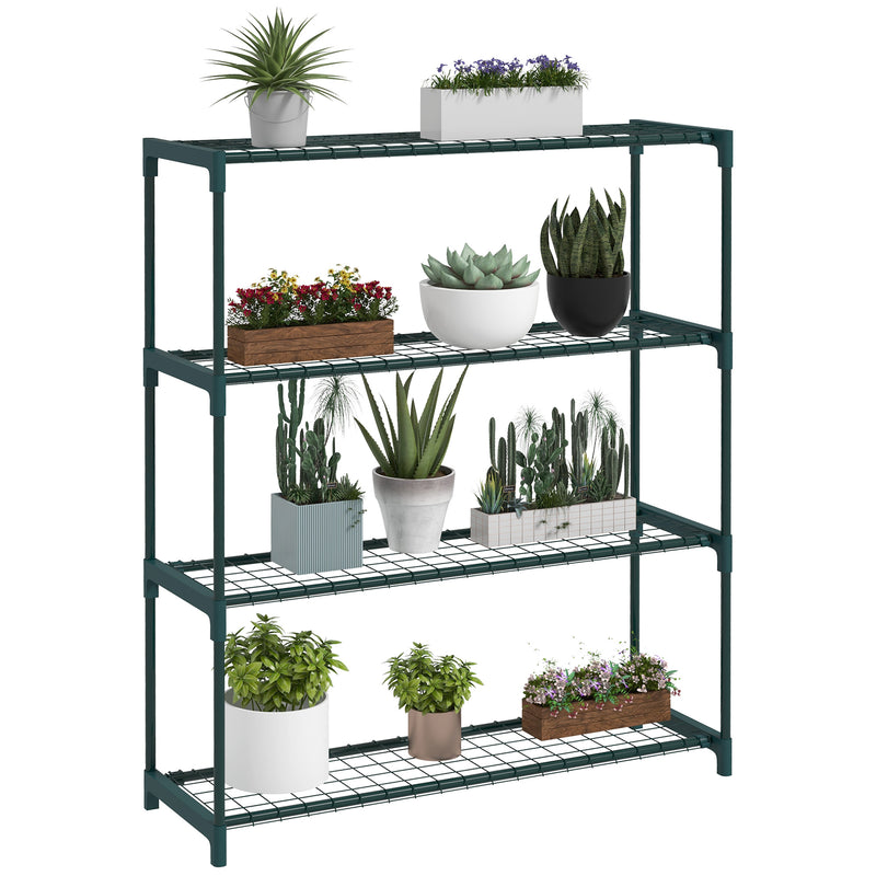 Black Four Tier Steel Plant Stand Indoor Outdoor Garden Storage Shelf by Outsunny