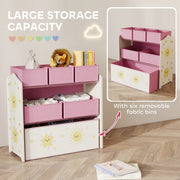 3 Tier Kids Toy Storage Unit with 6 Removable Bins Ideal for Bedroom or Playroom Pink 63 x 30 x 66cm