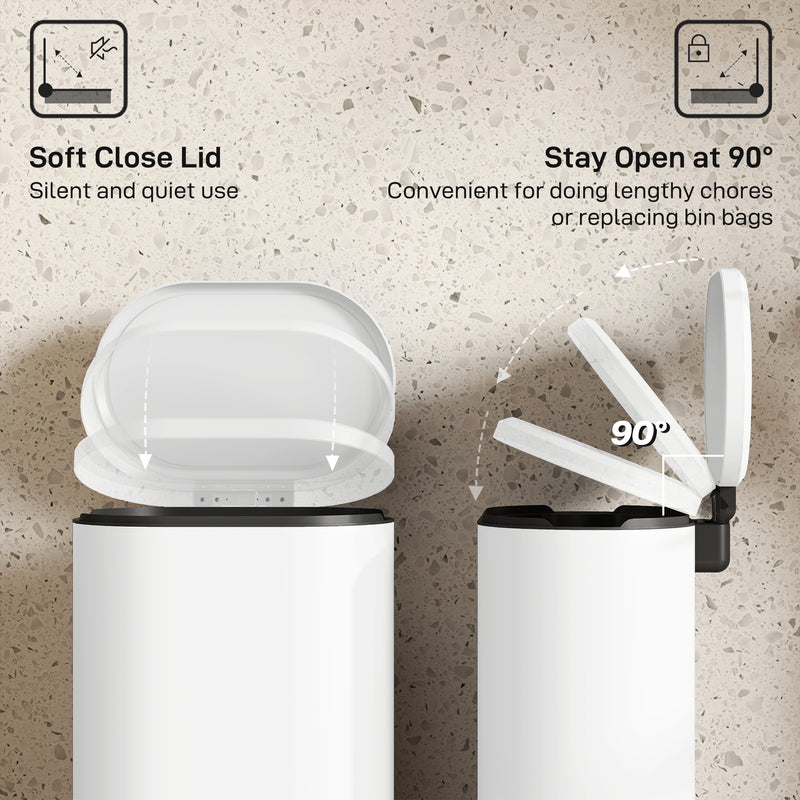 Cream 30L Curved Kitchen Bin with Soft Close Lid Ideal for Modern Homes