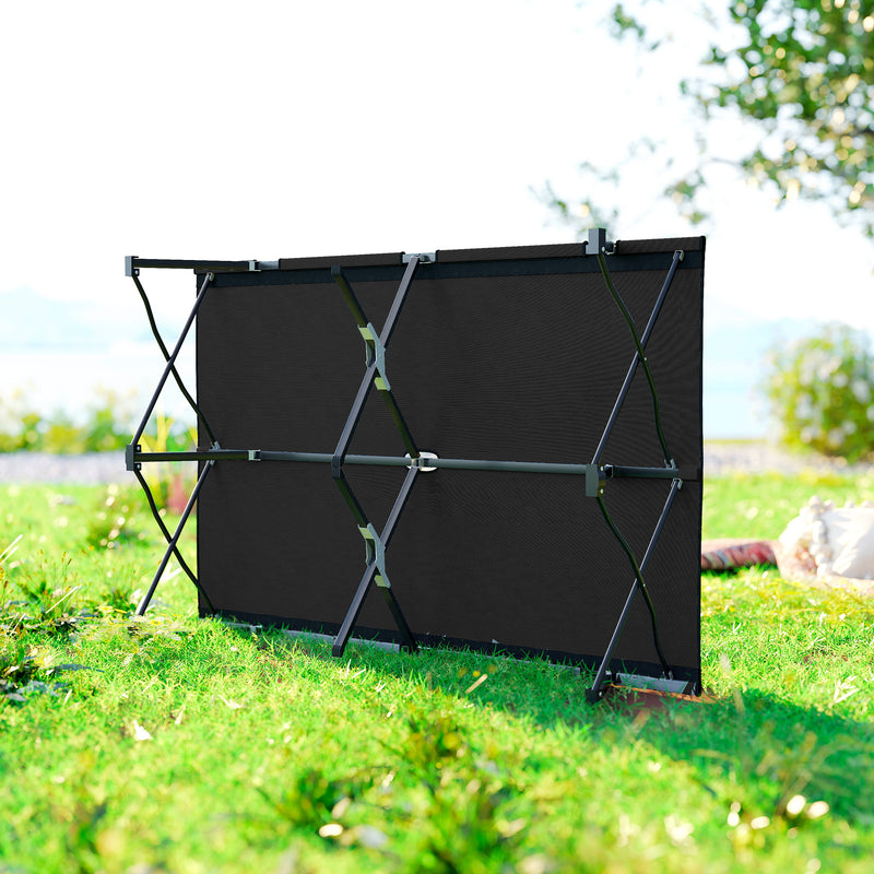 Double Folding Camping Bed for Two with Steel Frame and Carry Bag Black